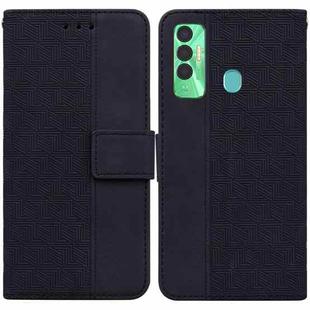 For Tecno Spark 7P Geometric Embossed Leather Phone Case(Black)