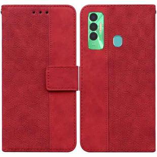 For Tecno Spark 7P Geometric Embossed Leather Phone Case(Red)