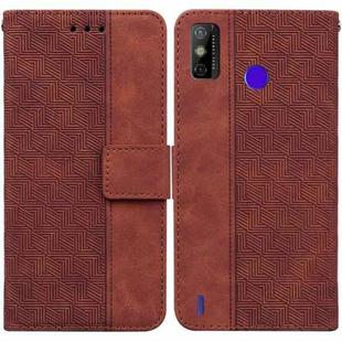 For Tecno Spark Go 2020 / Spark 6 Go Geometric Embossed Leather Phone Case(Brown)