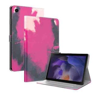 For Samsung Galaxy Tab А9 Watercolor Pattern Flip Leather Tablet Case(Berry Color)