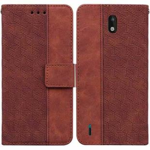 For Nokia 1.3 Geometric Embossed Leather Phone Case(Brown)