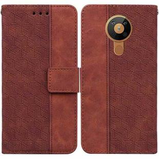 For Nokia 5.3 Geometric Embossed Leather Phone Case(Brown)