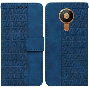 For Nokia 5.3 Geometric Embossed Leather Phone Case(Blue)