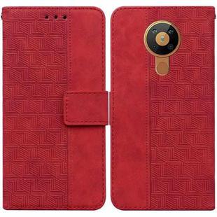 For Nokia 5.3 Geometric Embossed Leather Phone Case(Red)