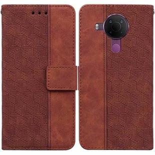 For Nokia 5.4 Geometric Embossed Leather Phone Case(Brown)