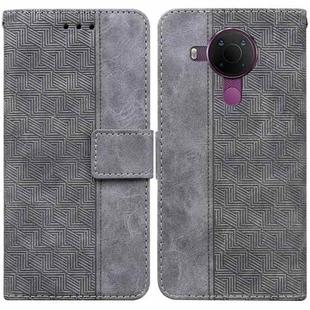 For Nokia 5.4 Geometric Embossed Leather Phone Case(Grey)