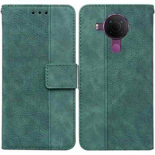 For Nokia 5.4 Geometric Embossed Leather Phone Case(Green)