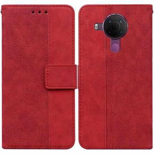 For Nokia 5.4 Geometric Embossed Leather Phone Case(Red)