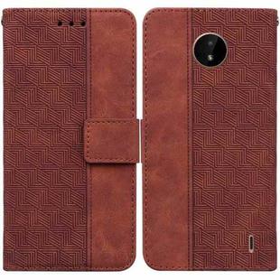 For Nokia C20 / C10 Geometric Embossed Leather Phone Case(Brown)
