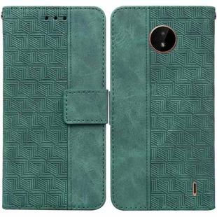 For Nokia C20 / C10 Geometric Embossed Leather Phone Case(Green)