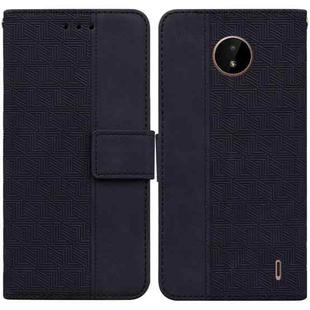For Nokia C20 / C10 Geometric Embossed Leather Phone Case(Black)