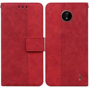 For Nokia C20 / C10 Geometric Embossed Leather Phone Case(Red)