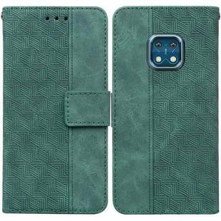 For Nokia XR20 Geometric Embossed Leather Phone Case(Green)