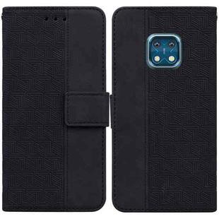 For Nokia XR20 Geometric Embossed Leather Phone Case(Black)