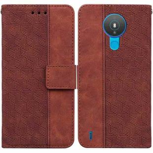 For Nokia 1.4 Geometric Embossed Leather Phone Case(Brown)