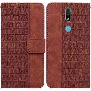 For Nokia 2.4 Geometric Embossed Leather Phone Case(Brown)