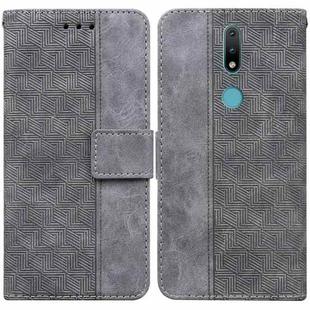 For Nokia 2.4 Geometric Embossed Leather Phone Case(Grey)