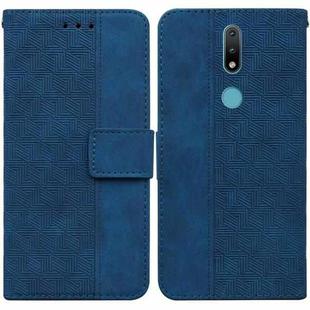 For Nokia 2.4 Geometric Embossed Leather Phone Case(Blue)