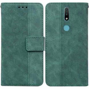 For Nokia 2.4 Geometric Embossed Leather Phone Case(Green)