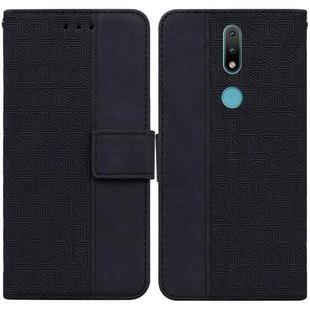 For Nokia 2.4 Geometric Embossed Leather Phone Case(Black)
