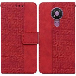 For Nokia 3.4 Geometric Embossed Leather Phone Case(Red)