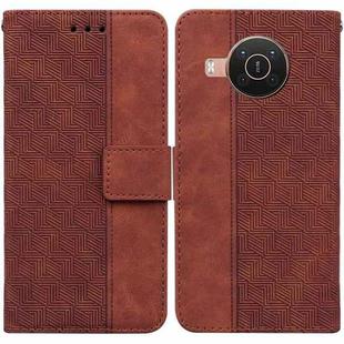 For Nokia X10 / X20 Geometric Embossed Leather Phone Case(Brown)