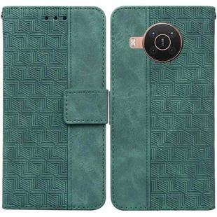 For Nokia X10 / X20 Geometric Embossed Leather Phone Case(Green)