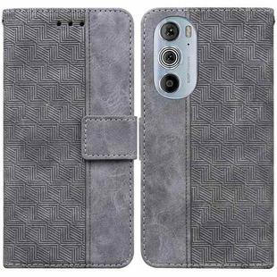 For Motorola Edge+ 2022 / Edge 30 Pro Geometric Embossed Leather Phone Case(Grey)