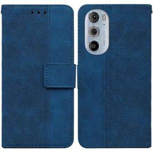 For Motorola Edge+ 2022 / Edge 30 Pro Geometric Embossed Leather Phone Case(Blue)