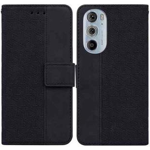 For Motorola Edge+ 2022 / Edge 30 Pro Geometric Embossed Leather Phone Case(Black)