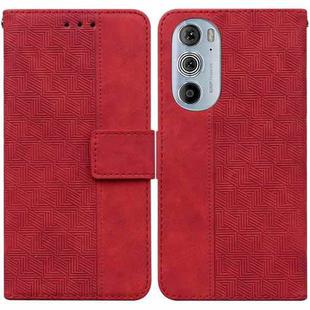 For Motorola Edge+ 2022 / Edge 30 Pro Geometric Embossed Leather Phone Case(Red)