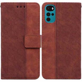 For Motorola Moto G22 Geometric Embossed Leather Phone Case(Brown)