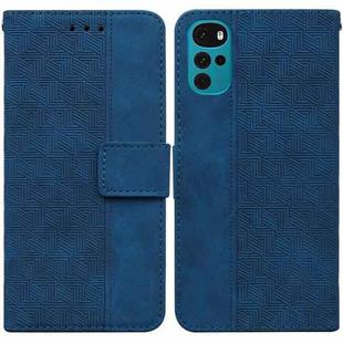 For Motorola Moto G22 Geometric Embossed Leather Phone Case(Blue)