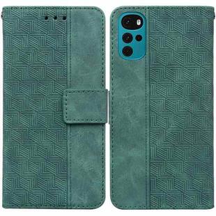 For Motorola Moto G22 Geometric Embossed Leather Phone Case(Green)