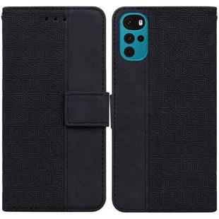 For Motorola Moto G22 Geometric Embossed Leather Phone Case(Black)