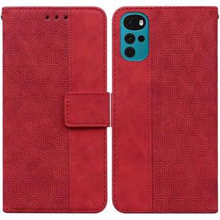 For Motorola Moto G22 Geometric Embossed Leather Phone Case(Red)