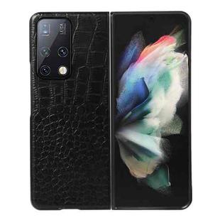 For Huawei Mate X2 Crocodile Top Layer Cowhide Leather Phone Case(Black)