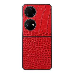 For Huawei P50 Pocket Crocodile Top Layer Cowhide Leather Phone Case(Red)