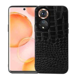 For Honor 50 Crocodile Top Layer Cowhide Leather Phone Case(Black)