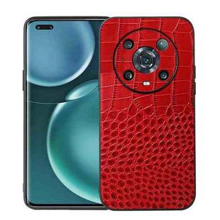 For Honor Magic4 Pro Crocodile Top Layer Cowhide Leather Phone Case(Red)
