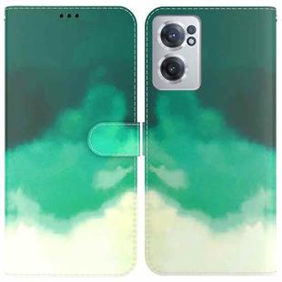 For OnePlus Nord CE 2 5G Watercolor Pattern Horizontal Flip Leather Phone Case(Cyan Green)
