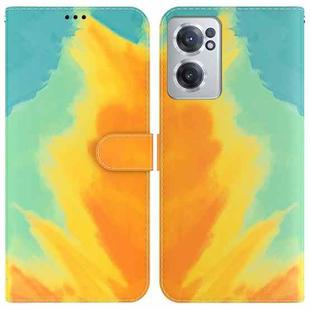 For OnePlus Nord CE 2 5G Watercolor Pattern Horizontal Flip Leather Phone Case(Autumn Leaf Color)