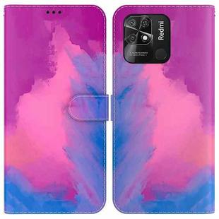 For Xiaomi Redmi 10C Watercolor Pattern Horizontal Flip Leather Phone Case(Purple Red)