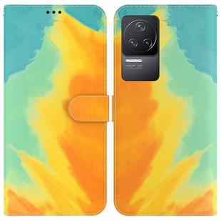 For Xiaomi Redmi K40S Watercolor Pattern Horizontal Flip Leather Phone Case(Autumn Leaf Color)