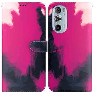 For Motorola Moto Edge 30 Pro Watercolor Pattern Horizontal Flip Leather Phone Case(Berry Color)