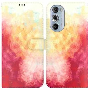 For Motorola Moto Edge 30 Pro Watercolor Pattern Horizontal Flip Leather Phone Case(Spring Cherry)