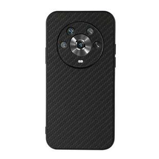 For Honor Magic4 Accurate Hole Carbon Fiber Texture PU Phone Case(Black)