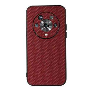 For Honor Magic4 Accurate Hole Carbon Fiber Texture PU Phone Case(Red)