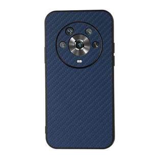 For Honor Magic4 Accurate Hole Carbon Fiber Texture PU Phone Case(Blue)