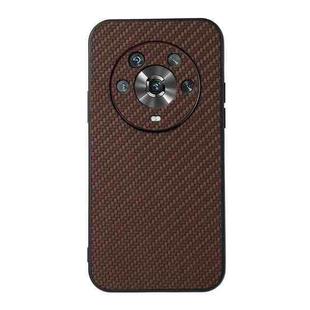 For Honor Magic4 Accurate Hole Carbon Fiber Texture PU Phone Case(Brown)